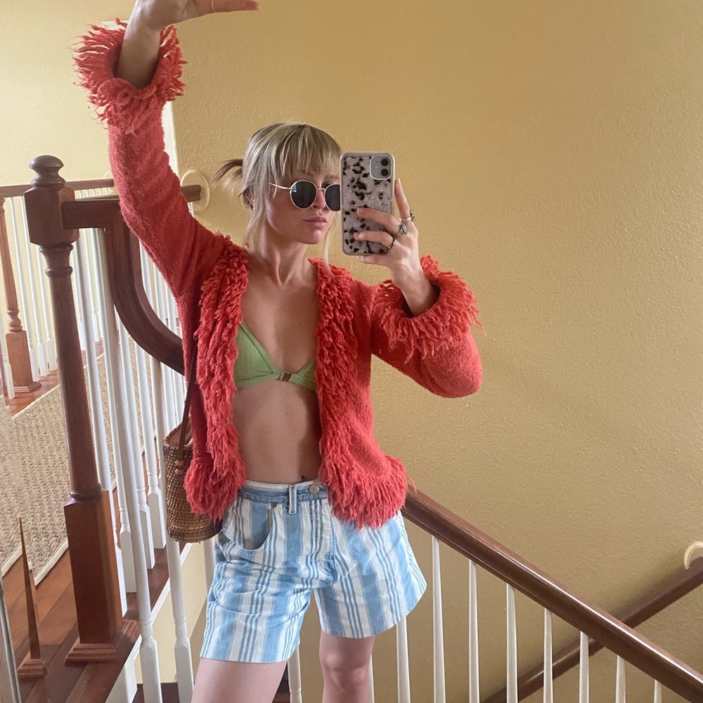 Y2K Fluffy sleeve terry jacket. Pink FORENZA